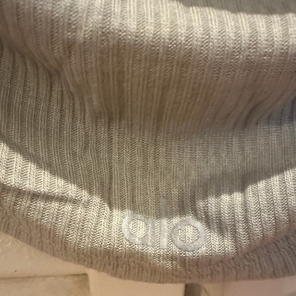 ALO Yoga Ribbed Gather Long Sleeve Blouse - Limestone - Picture 5 of 6